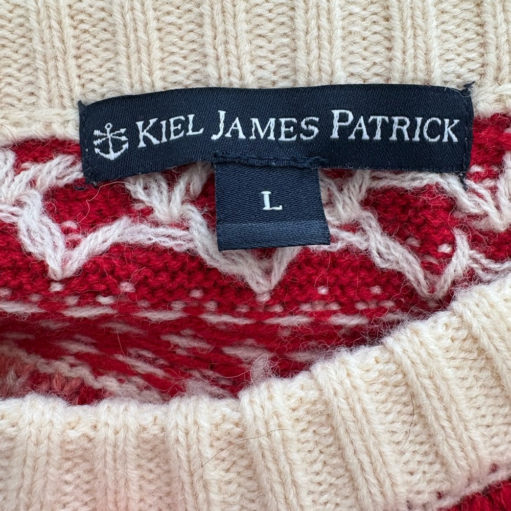 Valentines Wool Sweater Kiel James Patrick Heart  Fair Isle print Size Large - Picture 3 of 4